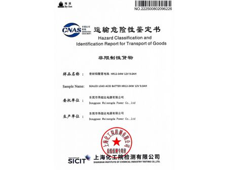 Hazard Classification and ldentification Report for Transport of Goods